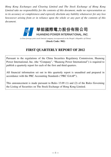 Thumbnail Huaneng Power International Quarterly Report 2012-q1