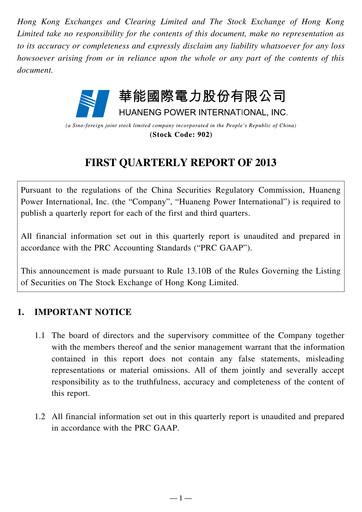 Thumbnail Huaneng Power International Quarterly Report 2013-q1