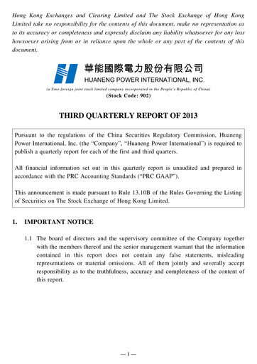 Thumbnail Huaneng Power International Quarterly Report 2013-q3
