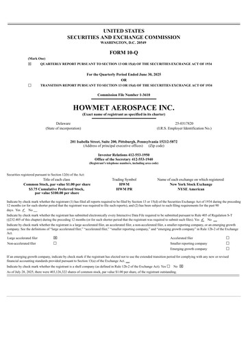 Vorschaubild Howmet Aerospace
 Quartalsbericht 2025-q2