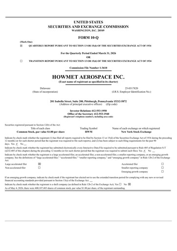 Vorschaubild Howmet Aerospace
 Quartalsbericht 2026-q1