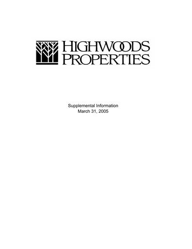 Thumbnail Highwoods Properties
 Quarterly Report 2005-q1