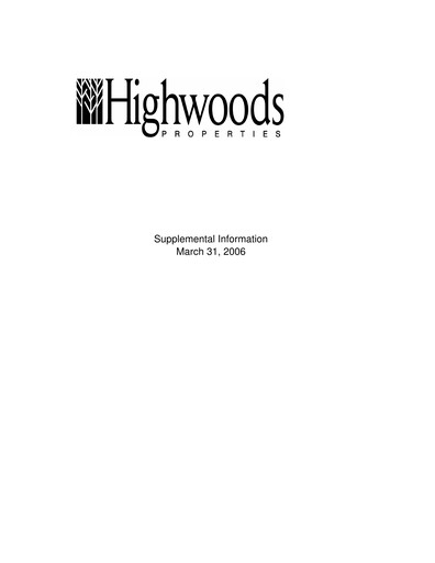 Thumbnail Highwoods Properties
 Quarterly Report 2006-q1