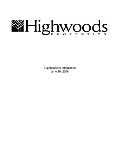 Thumbnail Highwoods Properties
 Quarterly Report 2006-q2