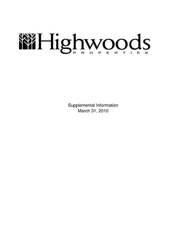 Thumbnail Highwoods Properties
 Quarterly Report 2010-q1