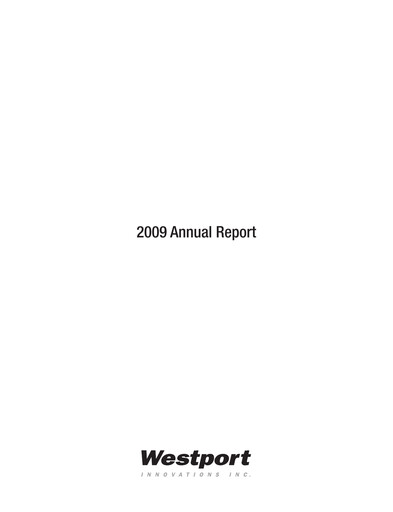 Thumbnail Westport Fuel Systems Annual Report 2009