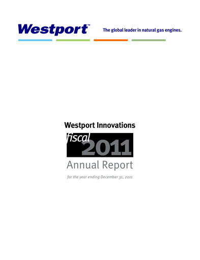 Thumbnail Westport Fuel Systems Annual Report 2011