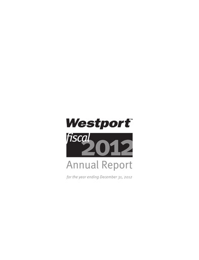 Thumbnail Westport Fuel Systems Annual Report 2012