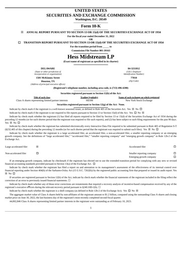 Thumbnail Hess Midstream Annual Report 2022