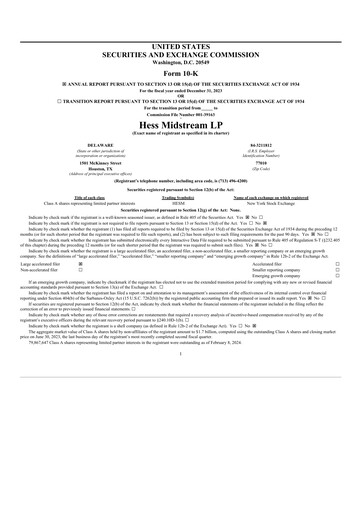 Thumbnail Hess Midstream Annual Report 2023