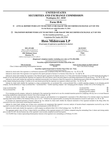 Thumbnail Hess Midstream Annual Report 2024