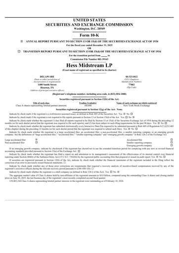 Thumbnail Hess Midstream Annual Report 2025