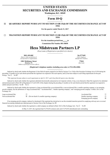Thumbnail Hess Midstream Quarterly Report 2017-q1