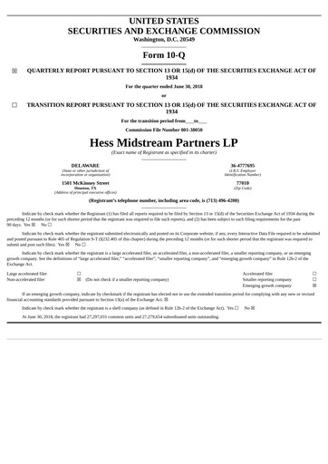 Thumbnail Hess Midstream Quarterly Report 2018-q2