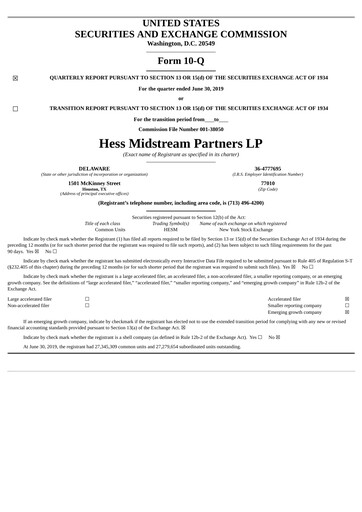 Thumbnail Hess Midstream Quarterly Report 2019-q2