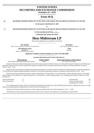 Thumbnail Hess Midstream Quarterly Report 2020-q1