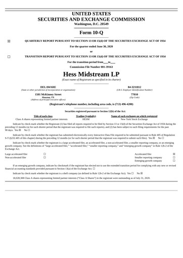 Thumbnail Hess Midstream Quarterly Report 2020-q2