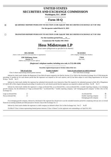 Thumbnail Hess Midstream Quarterly Report 2021-q1
