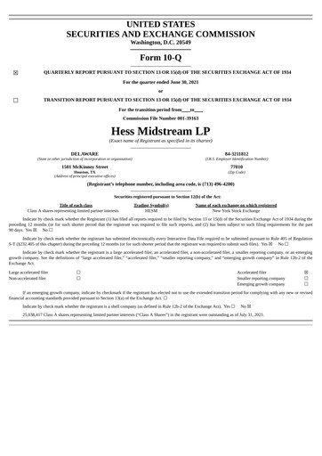 Thumbnail Hess Midstream Quarterly Report 2021-q2