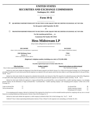 Thumbnail Hess Midstream Quarterly Report 2021-q3