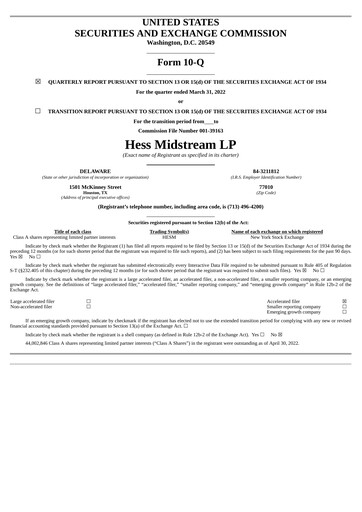 Thumbnail Hess Midstream Quarterly Report 2022-q1