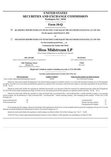 Thumbnail Hess Midstream Quarterly Report 2024-q1