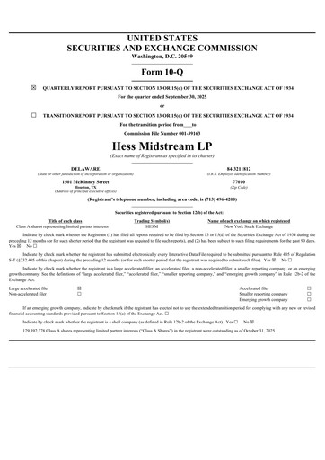 Thumbnail Hess Midstream Quarterly Report 2025-q3