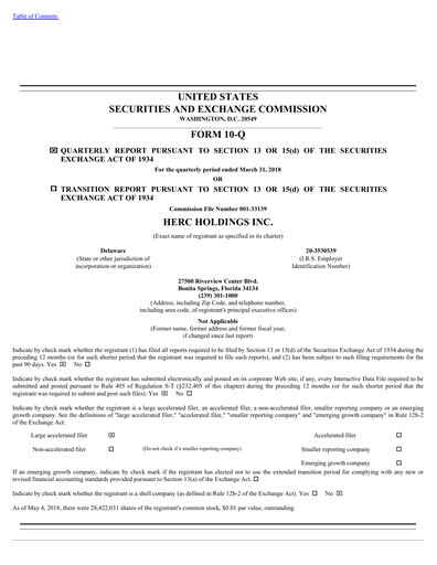 Thumbnail Herc Holdings
 Quarterly Report 2018-q1