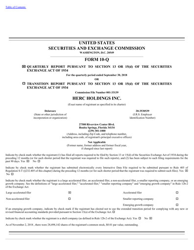 Thumbnail Herc Holdings
 Quarterly Report 2018-q3