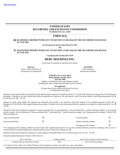 Thumbnail Herc Holdings
 Quarterly Report 2019-q1