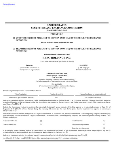 Thumbnail Herc Holdings
 Quarterly Report 2019-q2