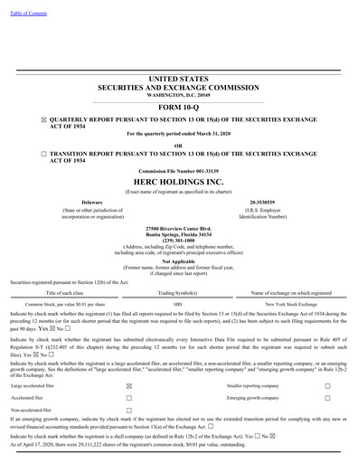 Thumbnail Herc Holdings
 Quarterly Report 2020-q1