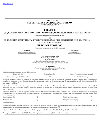 Thumbnail Herc Holdings
 Quarterly Report 2021-q1