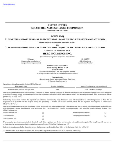 Thumbnail Herc Holdings
 Quarterly Report 2021-q3
