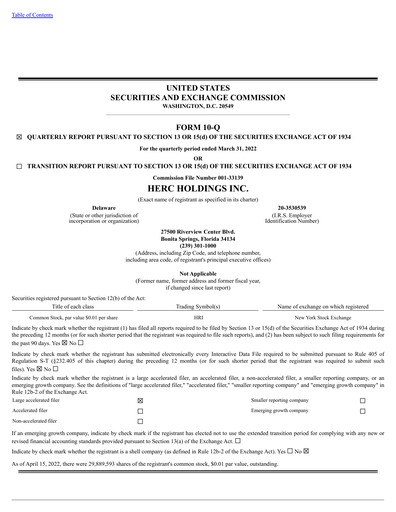 Thumbnail Herc Holdings
 Quarterly Report 2022-q1