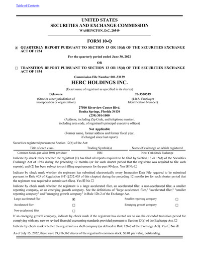 Thumbnail Herc Holdings
 Quarterly Report 2022-q2