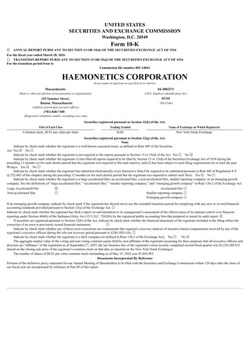 Thumbnail Haemonetics Annual Report 2025-2026