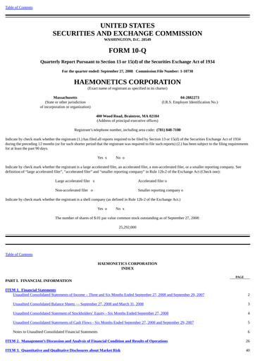 Miniature Haemonetics Rapport trimestriel 2008-2009-q2