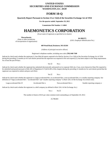 Miniature Haemonetics Rapport trimestriel 2012-2013-q2