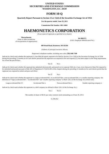 Miniature Haemonetics Rapport trimestriel 2013-2014-q1