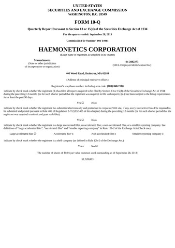 Miniature Haemonetics Rapport trimestriel 2013-2014-q2
