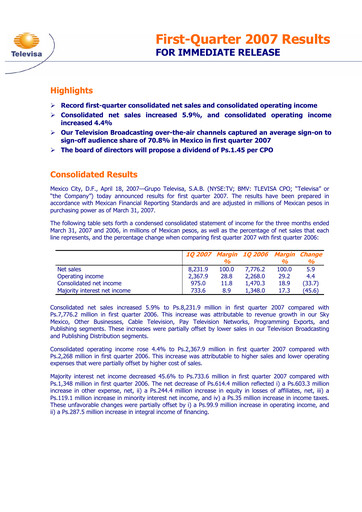Thumbnail Televisa Quarterly Report 2007-q1