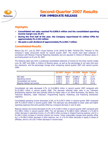 Thumbnail Televisa Quarterly Report 2007-q2