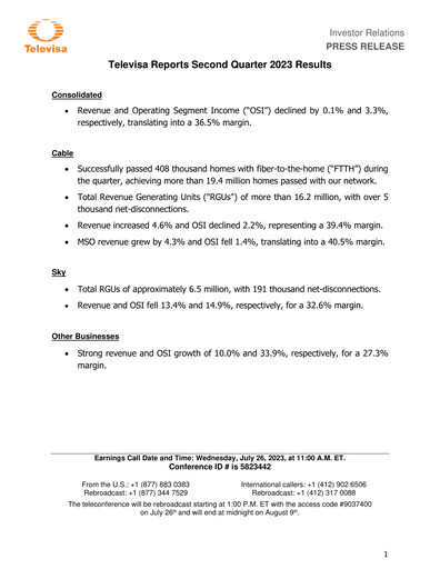 Thumbnail Televisa Quarterly Report 2023-q2