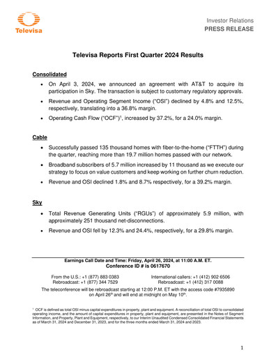 Thumbnail Televisa Quarterly Report 2024-q1