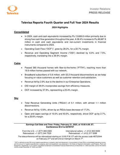 Thumbnail Televisa Quarterly Report 2024-q4