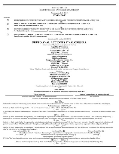 Thumbnail Grupo Aval
 Annual Report 2012