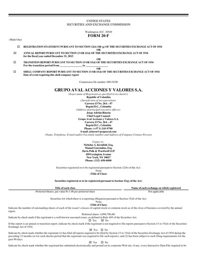 Thumbnail Grupo Aval
 Annual Report 2013