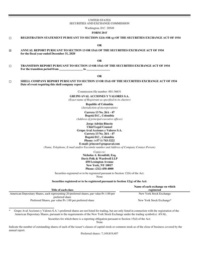 Thumbnail Grupo Aval
 Annual Report 2020