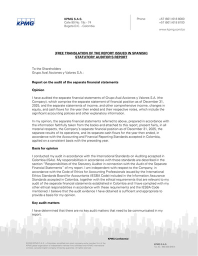 Miniature Grupo Aval
 Bilan financier 2025